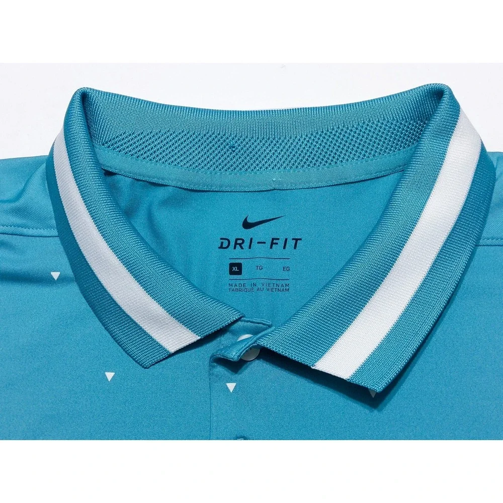NIKE Golf Performance Polo Shirt BQ6856 Teal Blue Triangles All Over XL‎